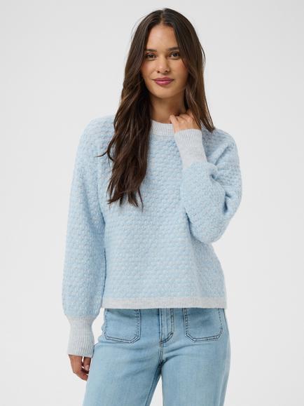 KAFFE Kamarlla Knitted Crew Neck Jumper, Light Grey/Blue, Light Grey/Blue