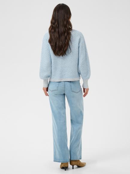 KAFFE Kamarlla Knitted Crew Neck Jumper, Light Grey/Blue - view 2, Light Grey/Blue