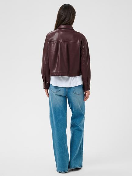KAFFE Kaarense Faux Leather Shacket, Fudge - view 2, Fudge