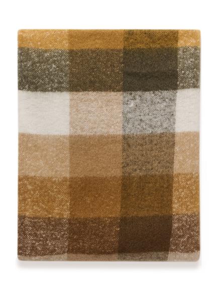 KAFFE Kaelaine Check Poncho, Mustard/Brown - view 2, Mustard/Brown