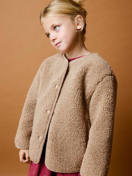 Mango Baby Teddy Fleece Jacket, Brown, Brown