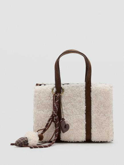 Mango Kids' Mini Top Handle Charm Tote Bag, Sand, Sand