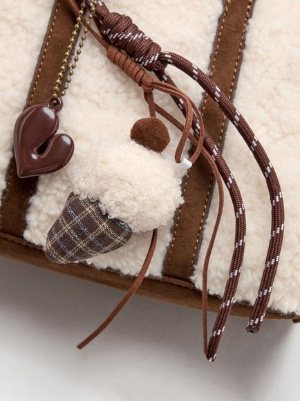 Mango Kids' Mini Top Handle Charm Tote Bag, Sand - view 2, Sand