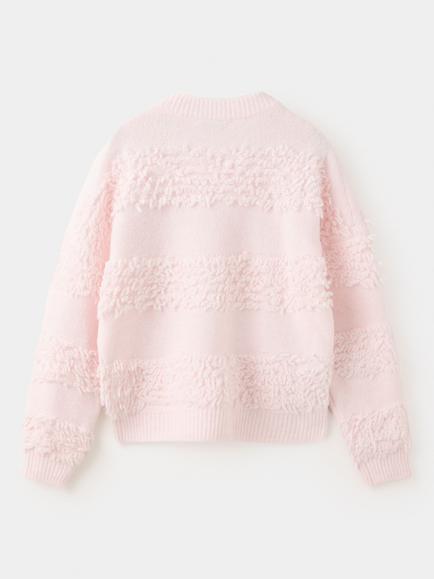 Mango Kids' Fringe Jumper, Pastel Pink - view 2, Pastel Pink