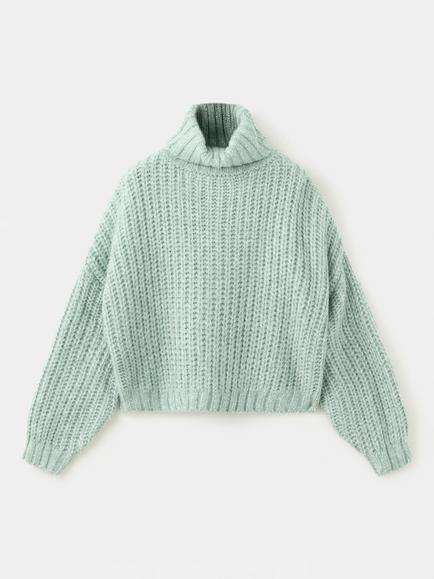 Mango Kids' Textured Roll Neck Oversized Jumper, Aqua, Aqua