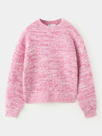 Mango Kids' Marl Knit Jumper, Pink, Pink