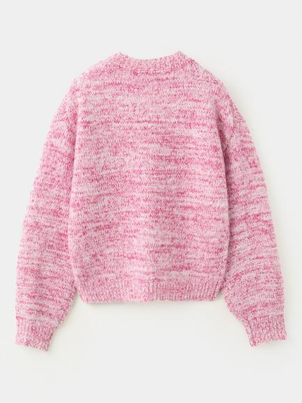 Mango Kids' Marl Knit Jumper, Pink - view 2, Pink
