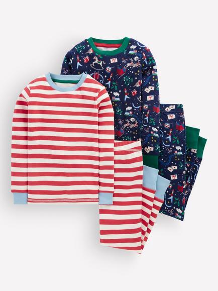 Mini Boden Kids' Christmas Pyjamas, 2 Pairs, Multi, Multi