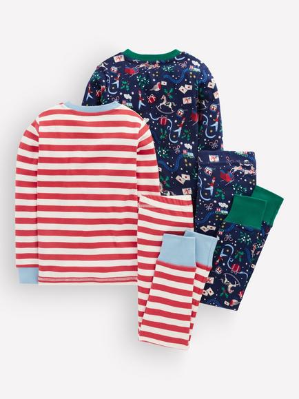 Mini Boden Kids' Christmas Pyjamas, 2 Pairs, Multi - view 2, Multi