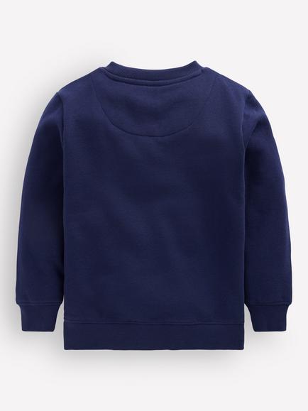 Mini Boden Kids' Christmas Tree Car Applique Sweatshirt, Blue/Multi - view 2, Blue/Multi