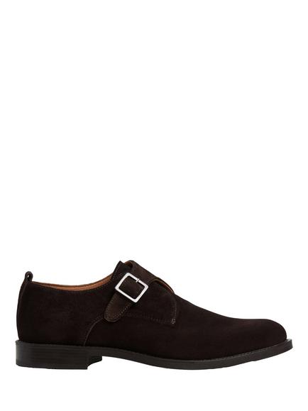 Hackett London Hampton Suede Monk Shoes, Chocolate Brown