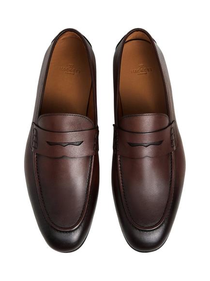 Hackett London Regal Saddle Moccasin Shoes, Dark Brown - view 2, Dark Brown
