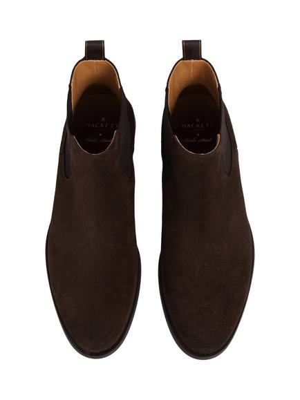 Hackett London Woking Suede Chelsea Boots, Ebony Brown - view 2, Ebony Brown
