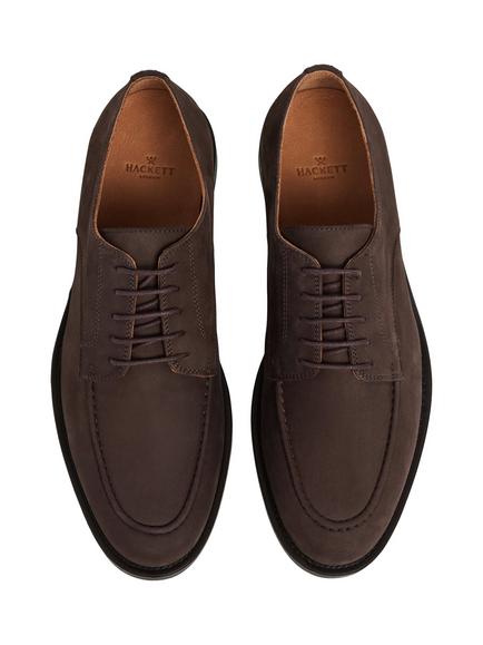 Hackett London Hampton Nubuck Derby Shoes, Chocolate Brown - view 2, Chocolate Brown