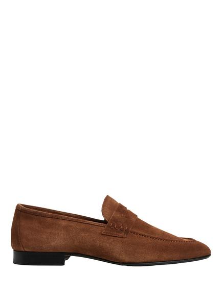 Hackett London Regal Saddle Suede Moccasin Shoes, Marine Blue, Sculpture Orange