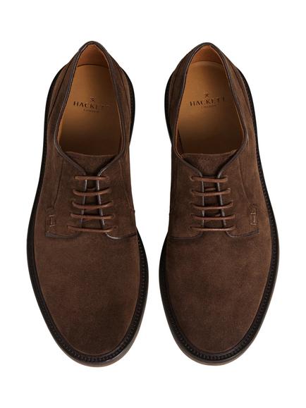 Hackett London Elsted Suede Oxford Shoes, Nut Brown - view 2, Nut Brown