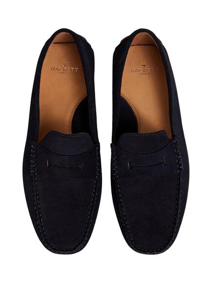 Hackett London Driver Saddle Suede Moccasin Shoes, Navy - view 2, Navy