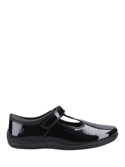Hush Puppies Kids' Caitlin Patent Leather T-Bar Shoes, Black, Black
