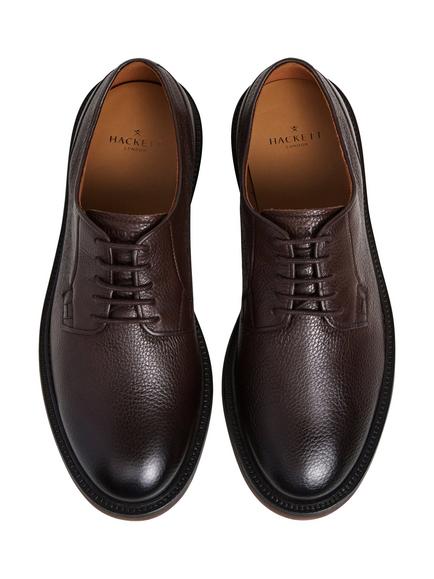 Hackett London Elsted Leather Oxford Shoes, Ebony Brown - view 2, Ebony Brown