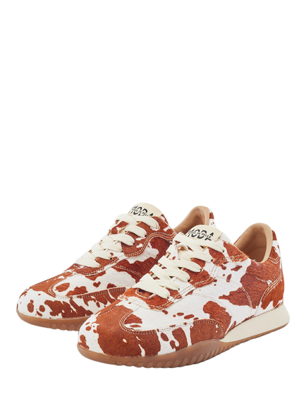 Moda in Pelle Aveline Lace Up Trainers, Brown/White - view 2, Brown/White