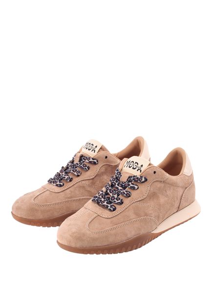 Moda in Pelle Aveline Lace Up Trainers, Taupe - view 2, Taupe
