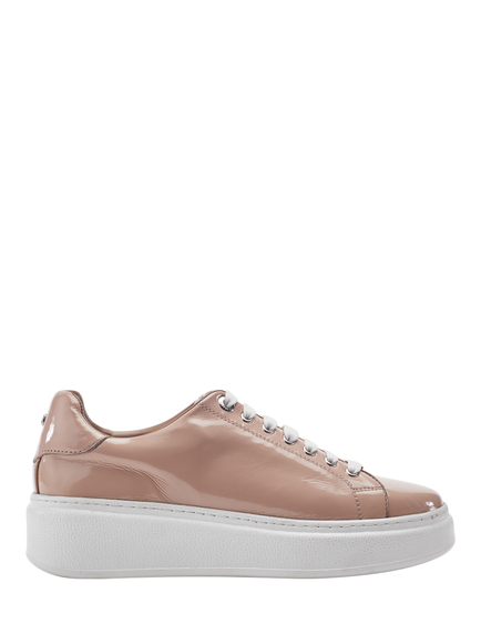 Moda in Pelle Cherrie Leather Flatform Lace Up Trainers, Cameo, Cameo