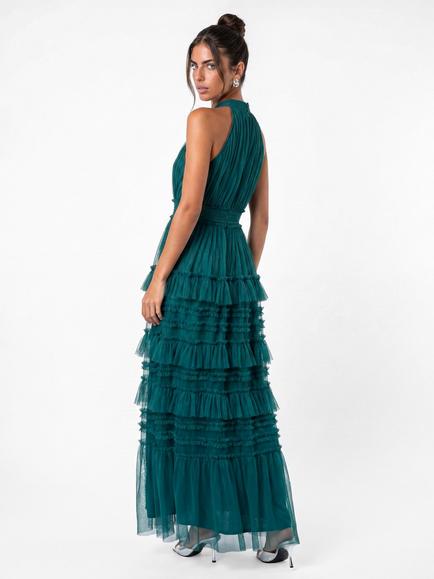 Anaya With Love Halter Neck Tiered Maxi Dress, Teal - view 2, Teal