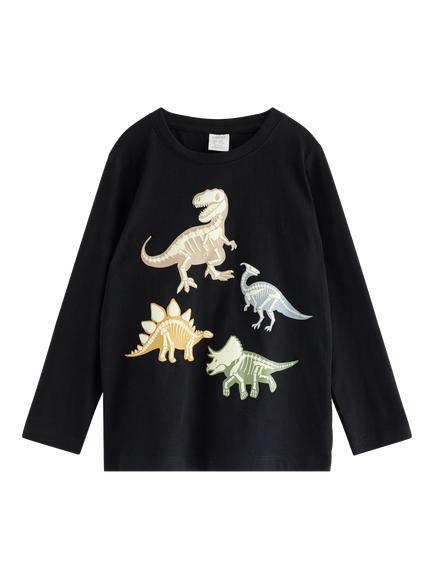 Lindex Kids' Dinosaur Top, Black, Black
