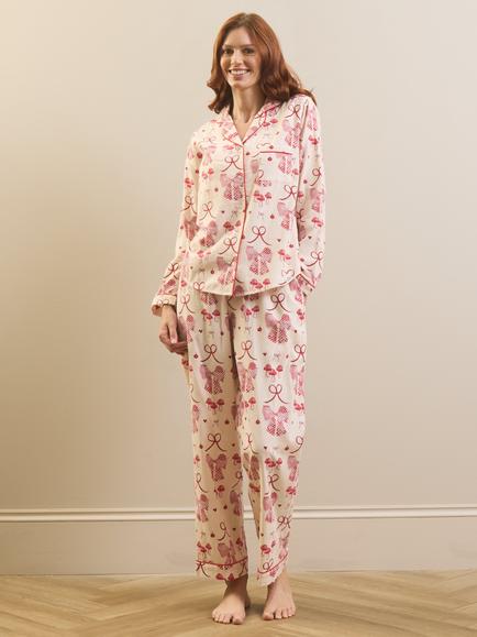 Their Nibs Long Sleeve Printed Cotton Pyjama Set, Cream, Cream