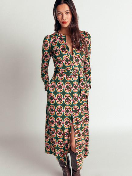 Boden Honor Column Midi Dress, Multi, Multi