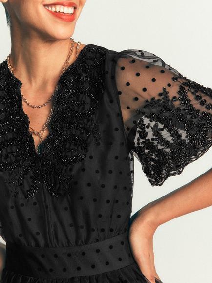 Boden Embroidered Tulle Maxi Dress, Black - view 2, Black
