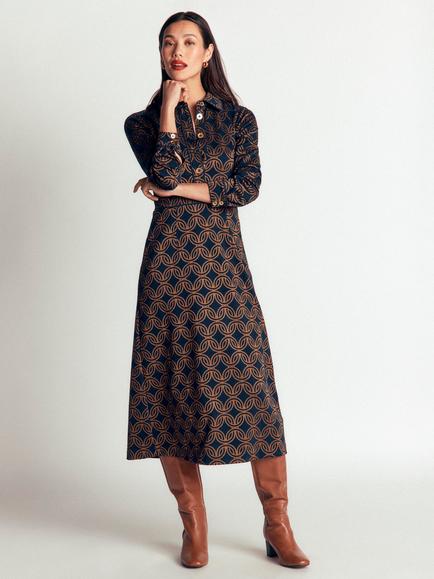 Boden Etta Ponte Midi Dress, Navy, Navy