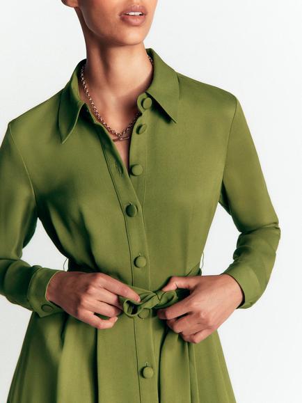 Boden Kate Midi Shirt Dress, Forest Green - view 2, Forest Green
