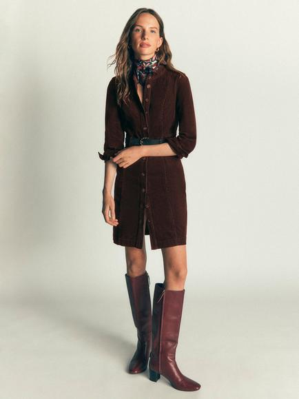 Boden Zara Corduroy Shirt Dress, Bitter Chocolate, Bitter Chocolate