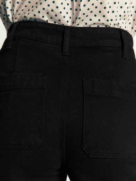 Boden Patch Pocket Flare Jeans, Black - view 2, Black