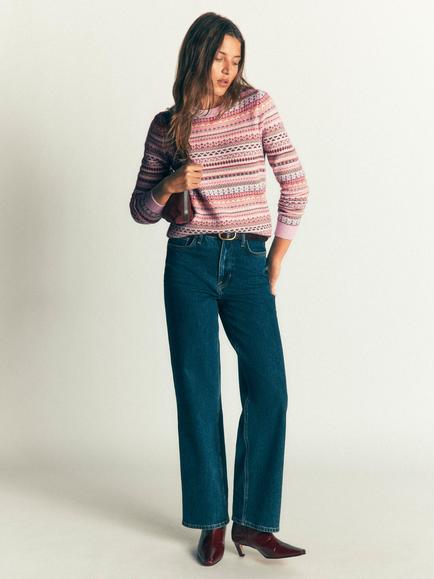 Boden Edie Fair Isle Jumper, Pink, Pink
