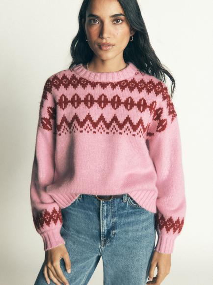 Boden Fair Isle Wool Blend Jumper, Spring Blossom Pink, Spring Blossom Pink