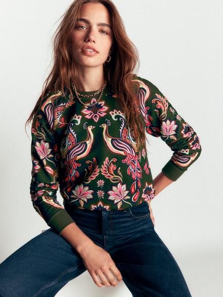 Boden Rosa Peacock Print Sweatshirt, Multi, Multi