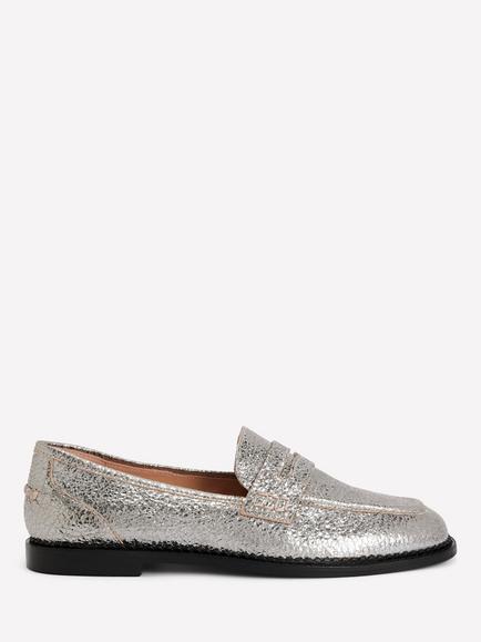 Boden Nya Leather Penny Loafers, Silver, Silver