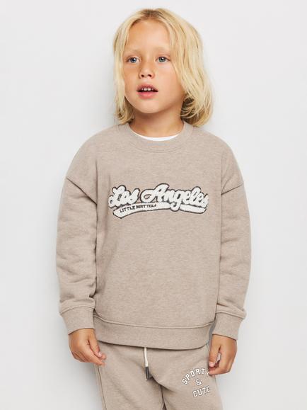Mango Kids' Sudadera Relaxed Crew Neck Los Angeles Sweatshirt, Sand, Sand