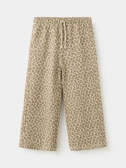 Mango Kids' Pantalon Mid Rise Leopard Print Drawstring Joggers, Brown, Brown