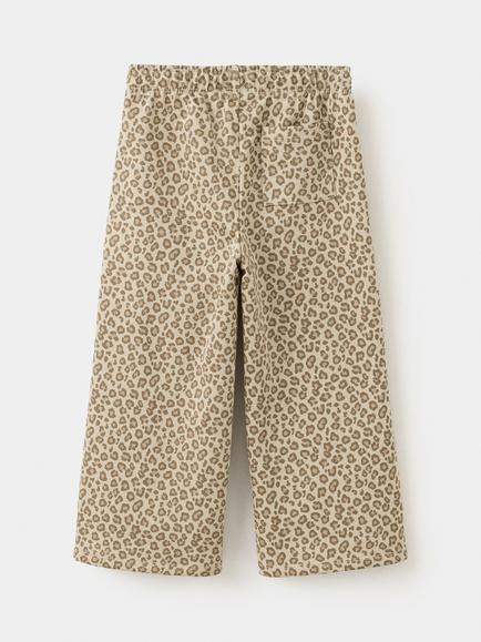 Mango Kids' Pantalon Mid Rise Leopard Print Drawstring Joggers, Brown - view 2, Brown