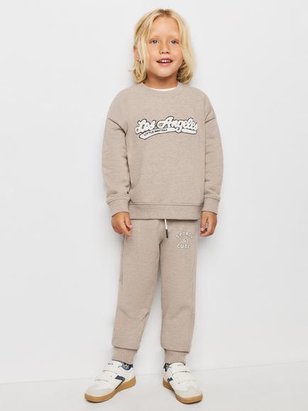 Mango Kids' Print Detail Mid Rise Joggers, Sand, Sand