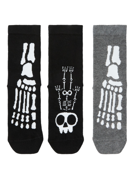 Lindex Kids' Skeleton Socks, Pack of 3, Black, Black