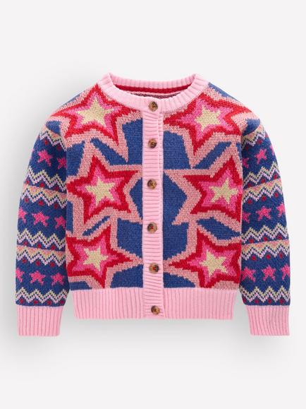 Mini Boden Kids' Knitted Cotton Blend Cardigan, Multi, Multi