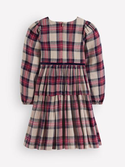 Mini Boden Kids' Posie Twirly Plaid Party Dress, Multi - view 2, Multi