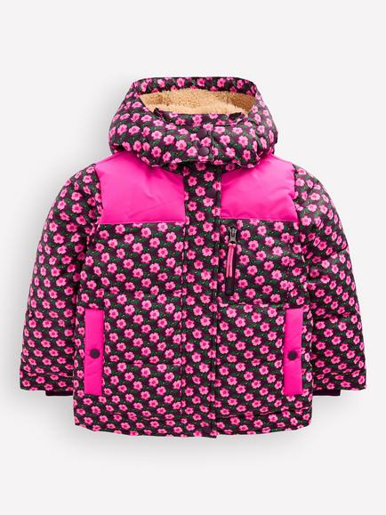 Mini Boden Kids' Borg Fleece Lined Puffer Coat, Pink, Pink