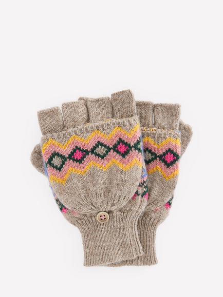 Mini Boden Kids' Fair Isle Mitten Gloves, Mink Melange, Mink Melange