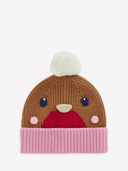 Mini Boden Kids' Robin Bobble Beanie, Robin Red, Robin Red