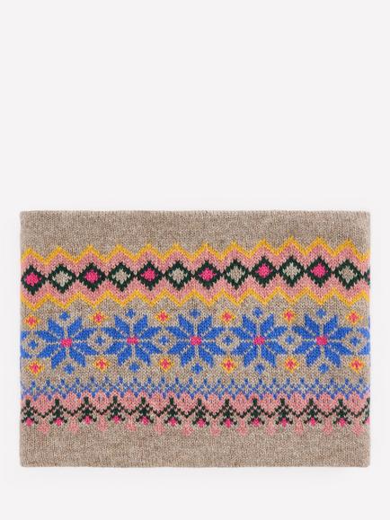 Mini Boden Kids' Fair Isle Fleece Lined Snood, Mink Melange, Mink Melange